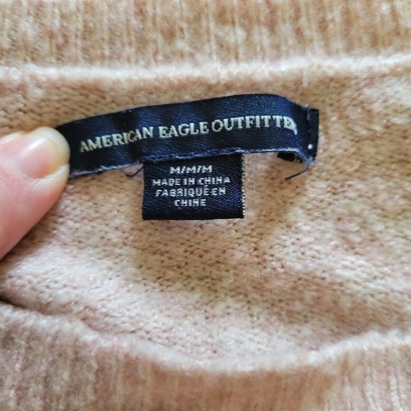 American Eagle Sweater Womens Medium Pink Bell Sleeves Criss Cross Neckline - Picture 3 of 8